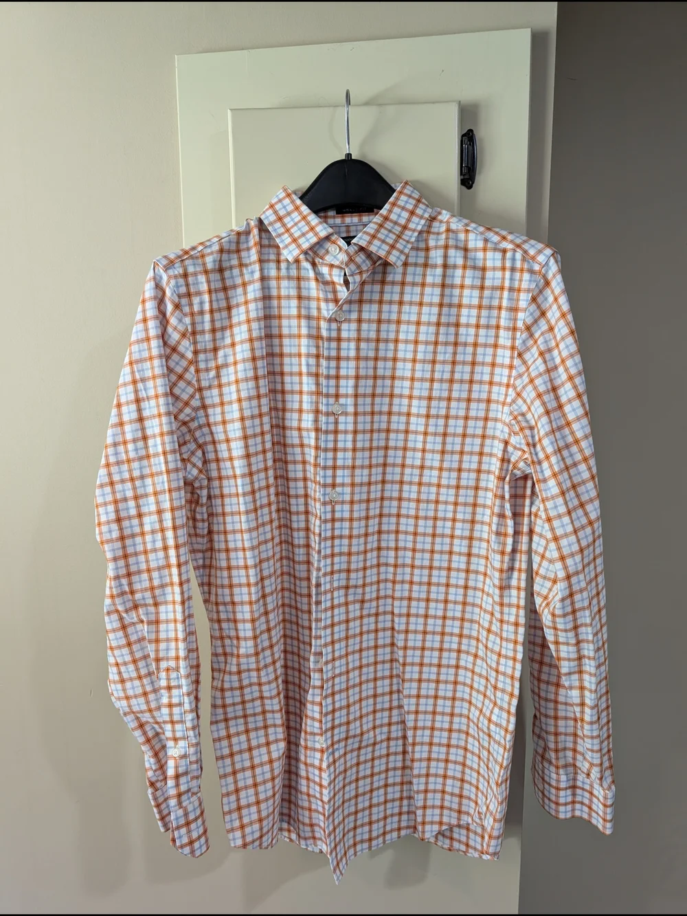 Banana Republic Orange and White Plaid Dress Shirt